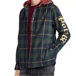 Polo Ralph Lauren St Andrews Twill Plaid Hooded Shirt Jacket Size L